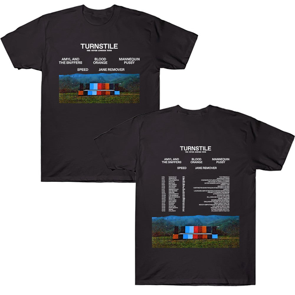 Turnstile The Never Enough Tour2025 T Shirt Gift for Fan Cotton Crewneck Short Sleeve Hip Hop Rock Street Tee Men Women Rock Top