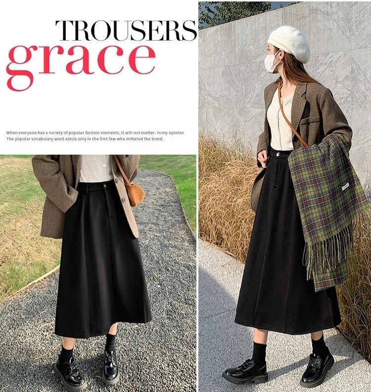 High Waist Plus Size Women Skirt Spring Women Clothing High Waist Hepburn Style Mid-Length A-Line Skirt New Casual Solid Skirts