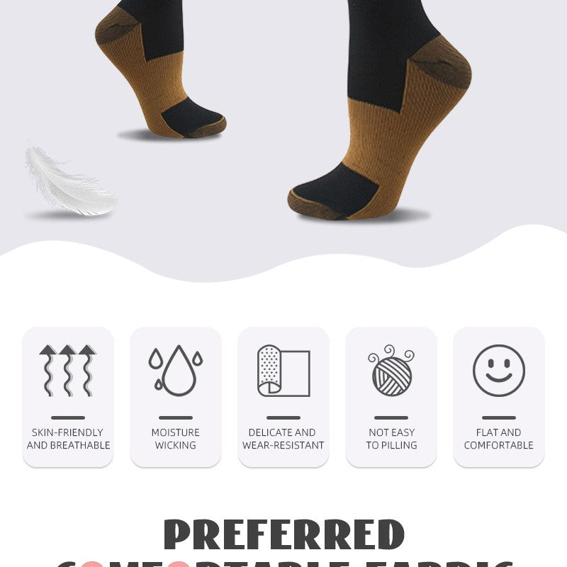 6 pairs copper fiber compression socks for men and women for running and traveling for nurses and pregnant women mid-calf design