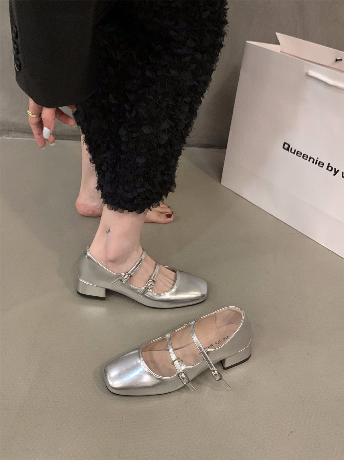 Mary Jane Shoes for Women Retro Medium Heel Women's Single Shoes Fashion Gloss Soft Comfort Ballet Shoes Zapatos De Mujer