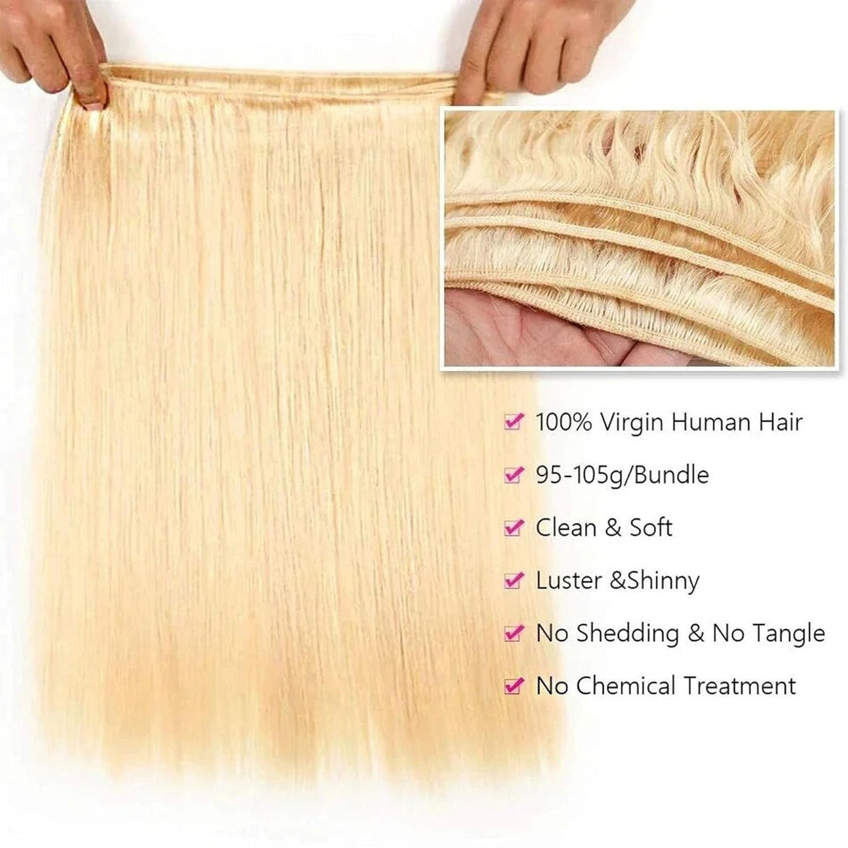 613 Blonde Bundles Human Hair 613 straight 1/3/4 pcs Bundles 34 36 38 40 inches Grade 12A Virgin Remy Hair Extensions