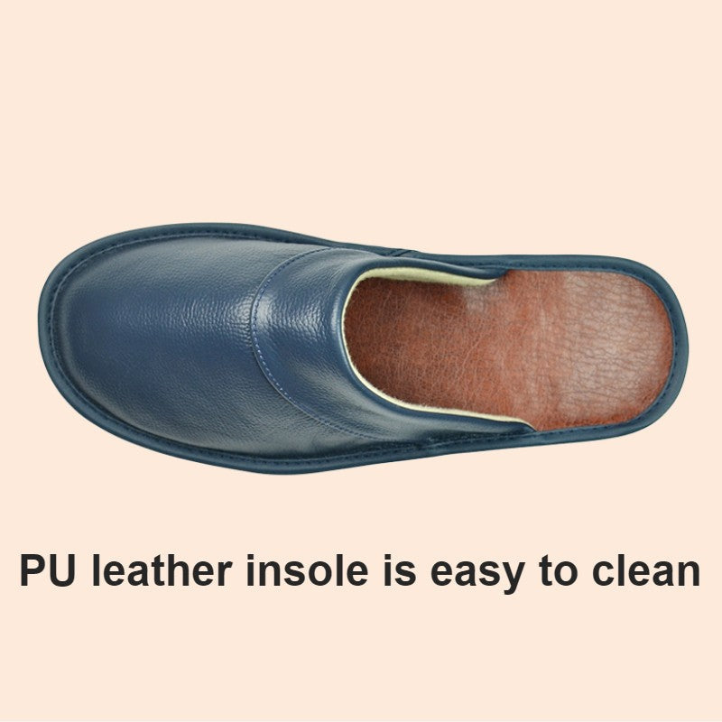 Big sizeGenuine Cow Leather Slippers Homes in indoor slipper Spring Autumn men women elderly non-slip casual single Slides shoes