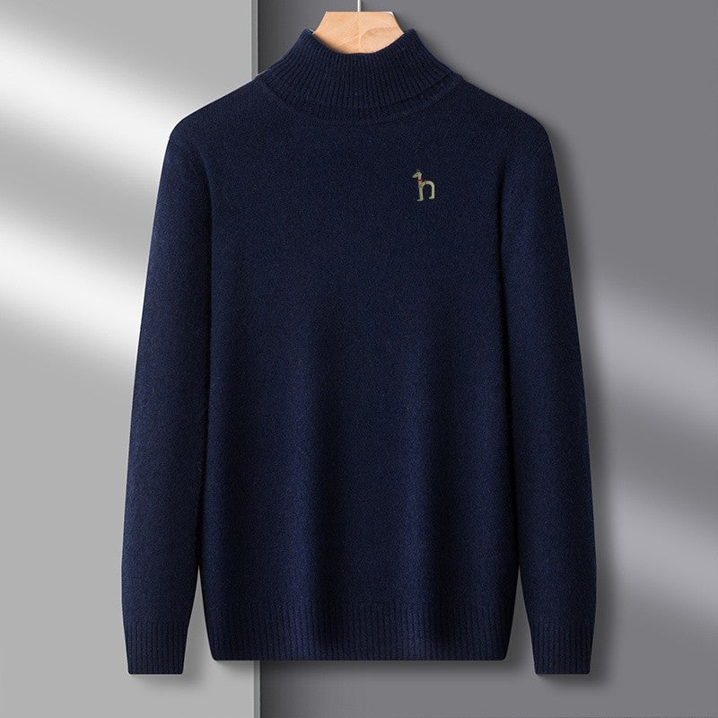 Hot Sales Autumn Winter New Men's Long Sleeve High Neck Pullover Sweater Luxury Quality Print Soft Warm Knitted Fashion Menswear