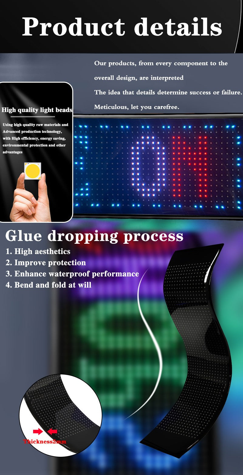 LED Sign Matrix Pixel Panel Scrolling Bright Led Eyes For Truck Signboard Flexible USB LED Car Sign Bluetooth App DIY Control