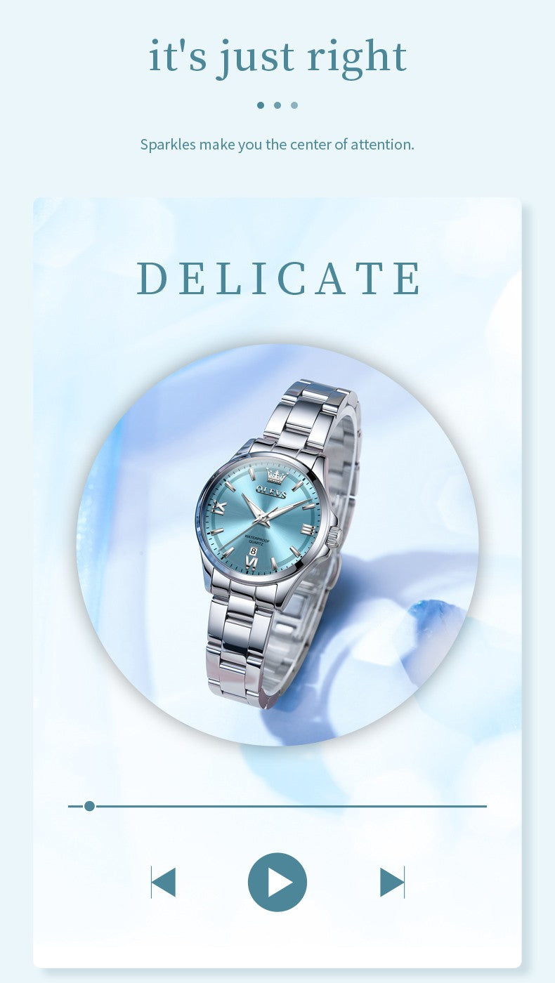 OLEVS Women's Watches Trend Elegant Stainless Steel Original Brand Small Dial Quartz Wristwatch for Lady Waterproof Luminous New