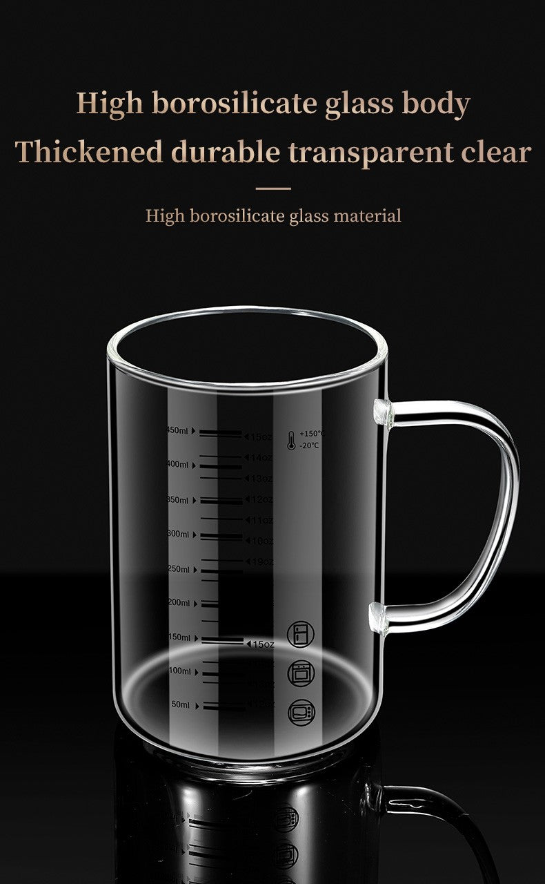 Y-244 Milk Cup Caffeine Beaker Mug Graduated Beaker With Handle Borosilicate Glass Multi-Function Food Grade Measuring Cups