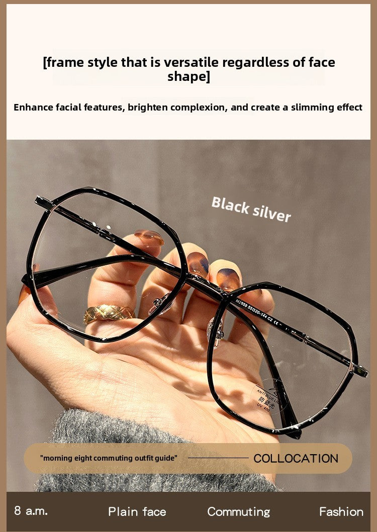 LYSON New Fashion Large Polygonal Women Reading Glasses Anti Blue Light Progressive Prescription Glasses Myopia Optical Eyewear