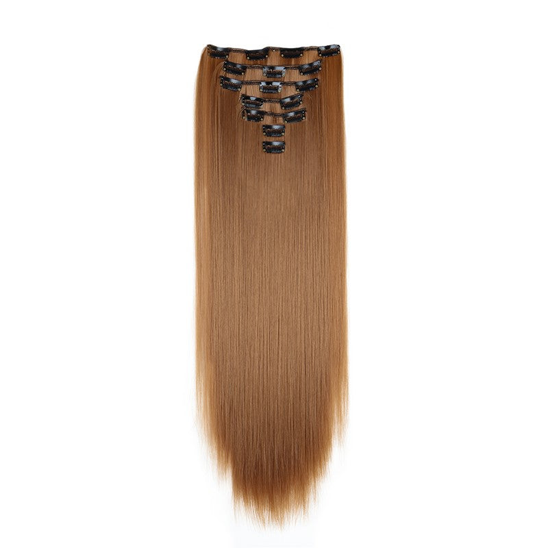 24Inch Synthetic 7Pcs/set Long Straight Hair Extension 16Clips Hairstyle Black Blonde Hairpiece extenciones para el cabello
