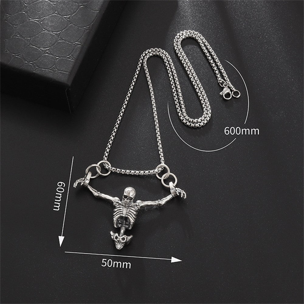 Punk Skull Necklace Captivity Skull Pendant Bicycle Rock Jewelry Gift For Men And Women Zinc No Gems