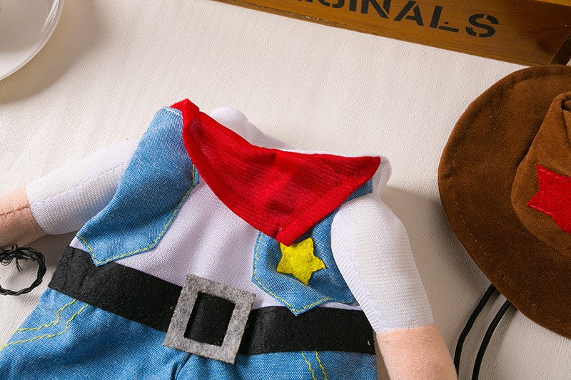 Cowboy Costume with Hat for Cat and Small Dog Pet Halloween Clothes Funny Costume for Cats & Small Dogs