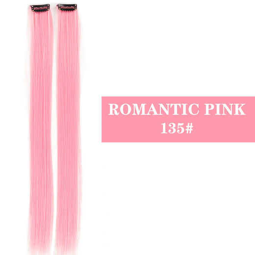 Synthetic 2 pieces 20inch Colored Clip in Hair Extensions, Long Straight Pink/Blue/Purple Halloween/Christmas Wig good 2026