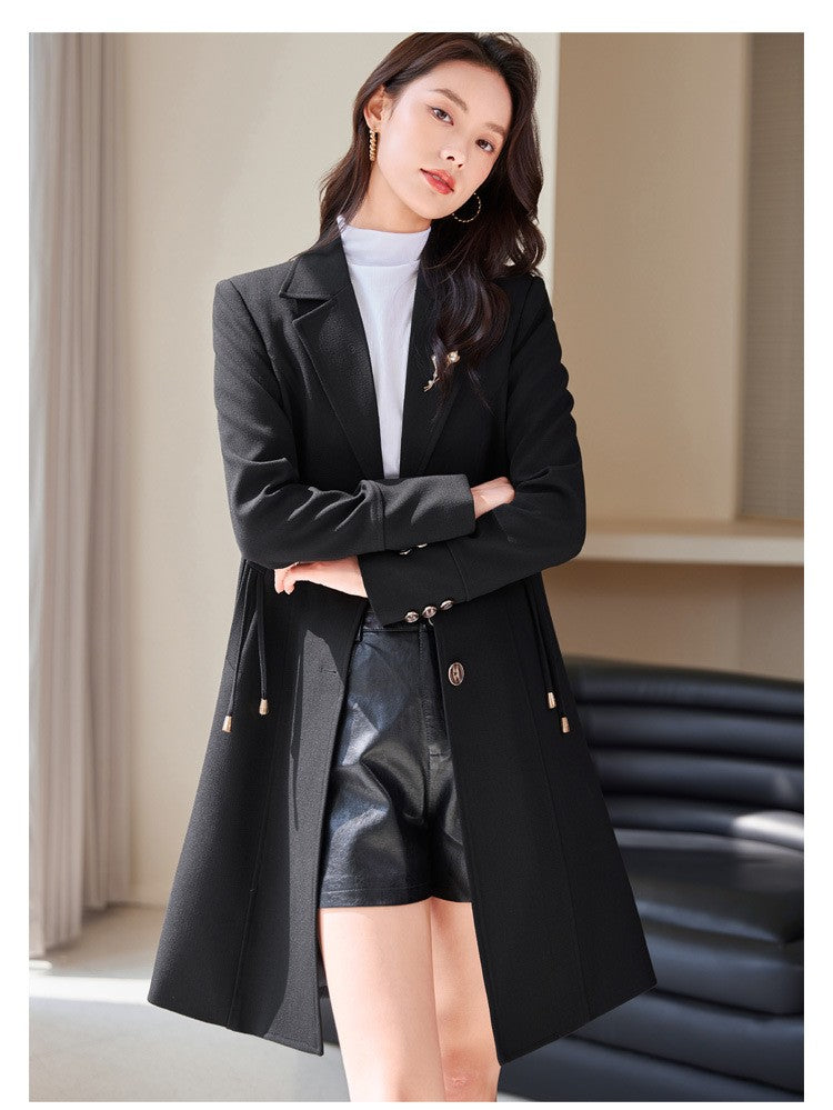 High End Female Coat Long Slim Trench Coat For Women’S England Single Breasted Khaki Women Windbreaker Larger Size Outwear