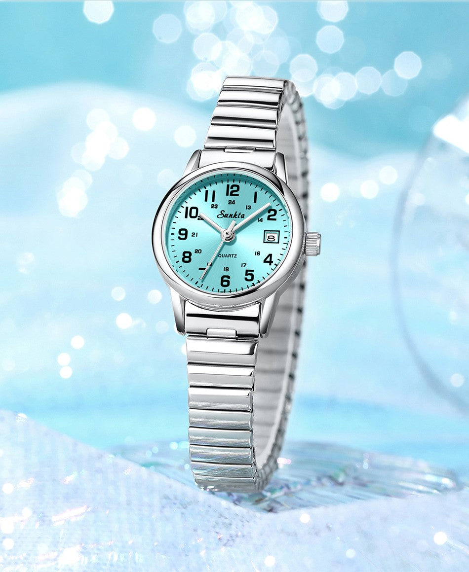 LIGE Sunkta Elegant Fashion Woman Watch Classic Luxury Auto Date Waterproof Simple Stainless Belt Watches for Women Montre Femme