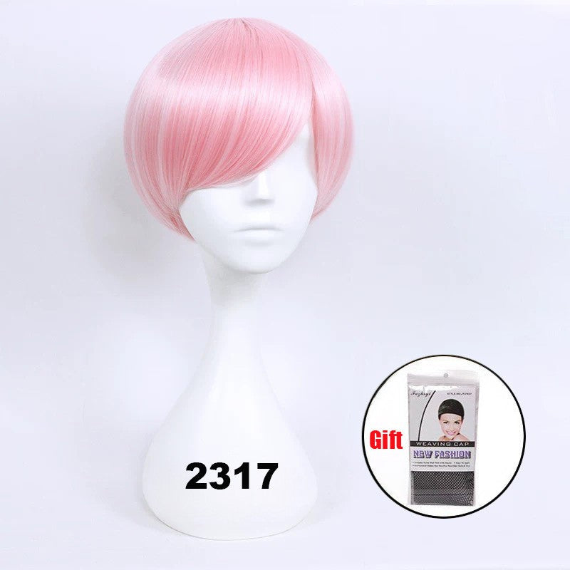 Snoya 30cm synthetic short Wig purple blue red yellow high temperature fiber Wig Costume Party Cosplay Wig 23 colors