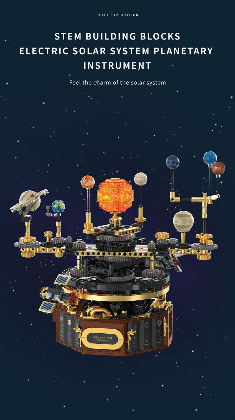 Electric solar system Model building blocks Space Exploration Learning equipment Assembling toy rotatable gift for child student