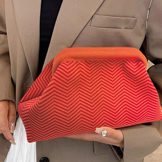 Summer Beach Clutch Bag Women Small Crochet Cloud Handbag Purses Knitting Dumpling Clutch Casual Colorblock Bag for Female