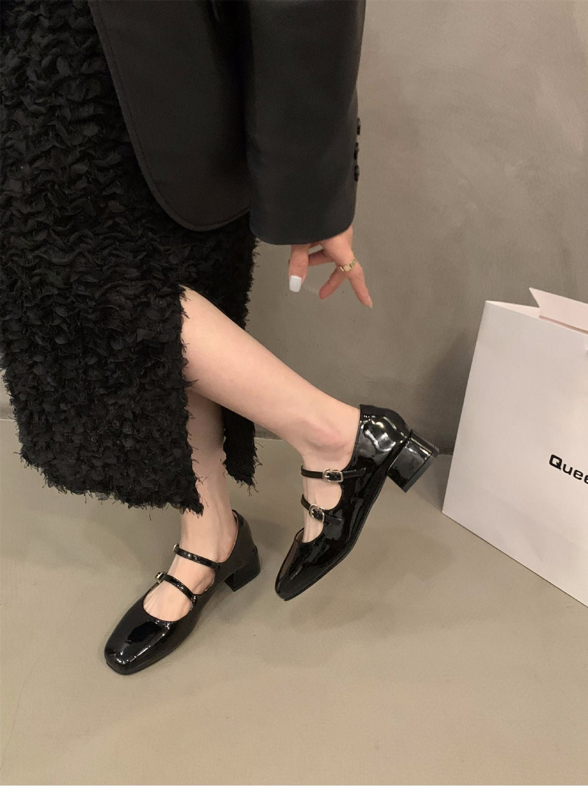 Mary Jane Shoes for Women Retro Medium Heel Women's Single Shoes Fashion Gloss Soft Comfort Ballet Shoes Zapatos De Mujer