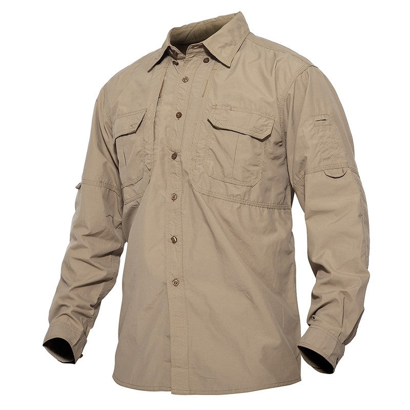 TACVASEN Mens Long Sleeve Shirts Summer Lightweight Quick Drying Shirt Hiking Nylon Shirts Long Sleeve Outdoor Work Cargo Shirts