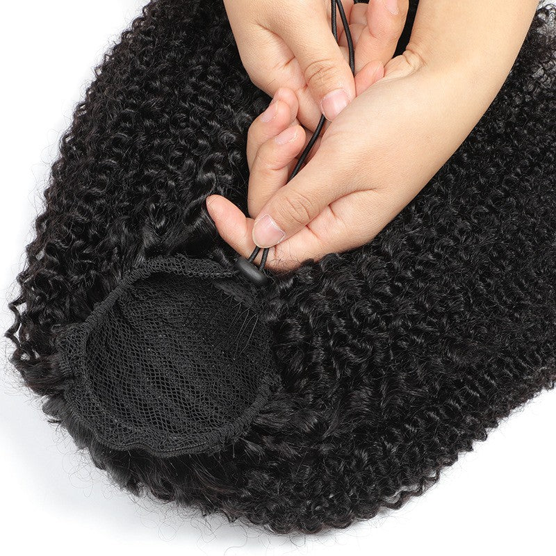 8-26 Inch Afro Kinky Curly Drawstring Ponytail Human Hair Extensions 3C 4A Brazilian Remy 100% Human Hair Ponytail For Women