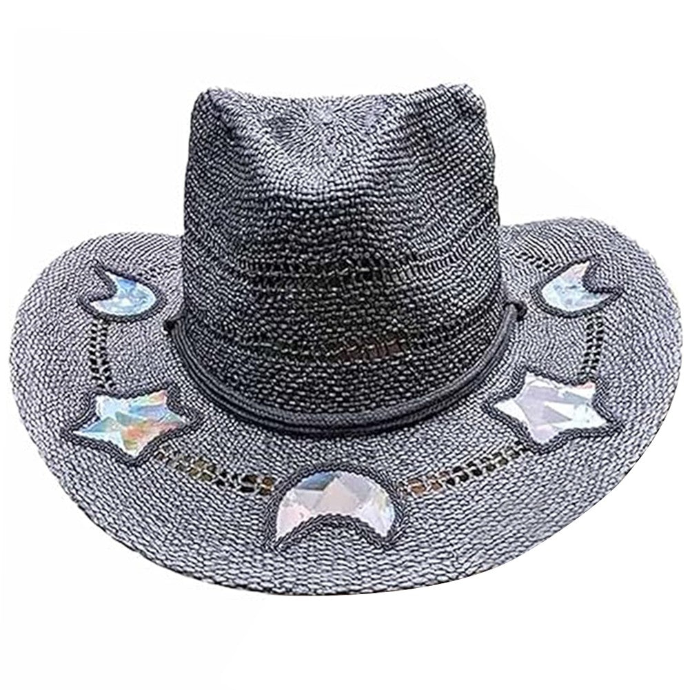 Straw Beach Sun Hat for Women Girls Shapeable Cowgirl Hat Vintage Summer Woven Sun Hat for Summer Travel
