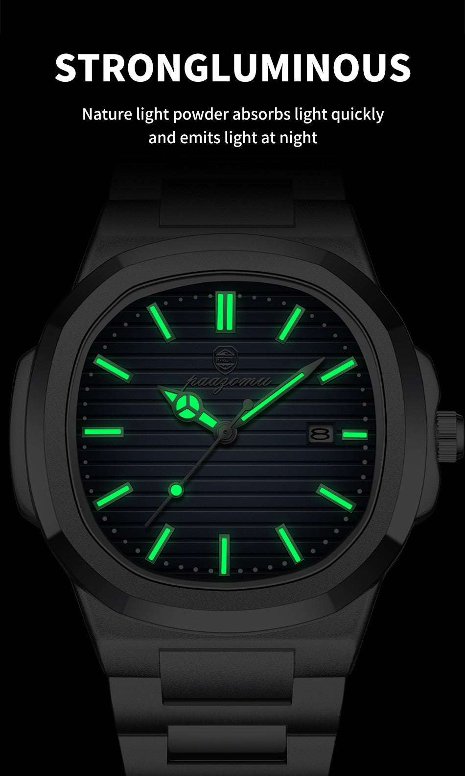 POEDAGAR Luxury Men Quartz Watch Waterproof Date Week Luminous Wristwatch Stainless Steel Men's Watches Male Clock Sports Reloj
