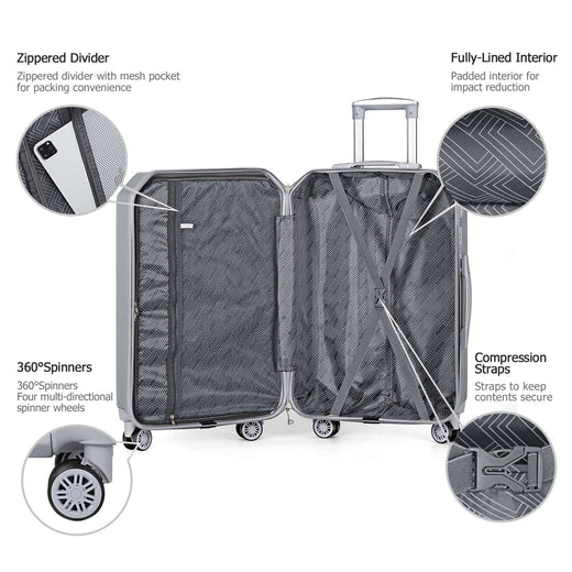 3PCS Luggage Set ABS Hardside Travel Luggage with Spinner TSA for Business Trip ABS Travel Luggage Set