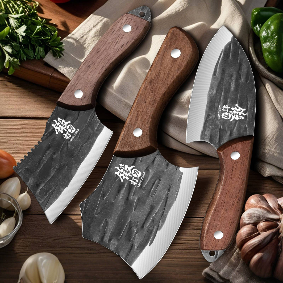 3-Piece Multi-Purpose Kitchen Knife Set - Serrated Utility Knives for Meat and Vegetable Slicing, girly kitchenware