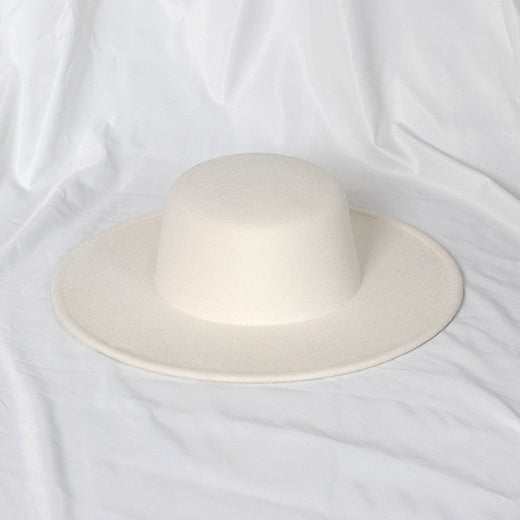 2022 new oversized edge flat top hat retro French felt hat outdoor sun hat women's big-brimmed fedora hat
