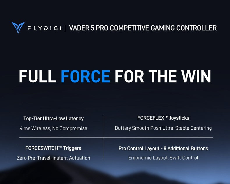 Flydigi Vader 5 Pro V2 Wireless Controller 4ms Low Latency FORCEFLEX Joystick 8 Remappable Buttons for NS Mobile TV PC