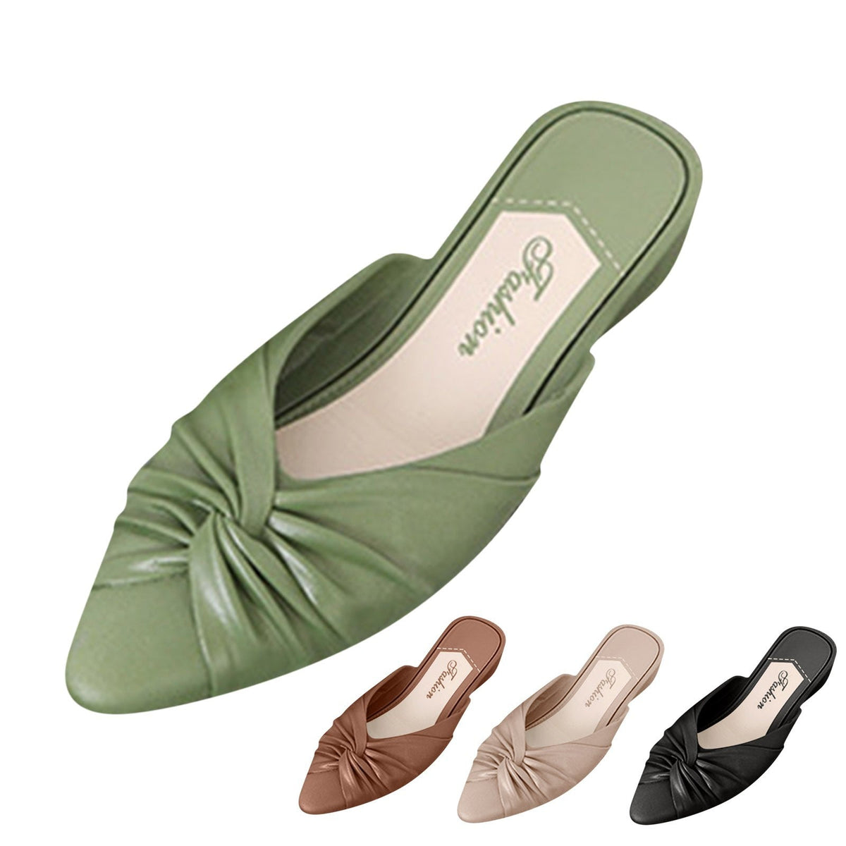Women's Summer New PVC Fashion Pointy Solid Color Daily Casual Indoor And Outdoor Sandals Beach Flip-flops Low Heel Sandals
