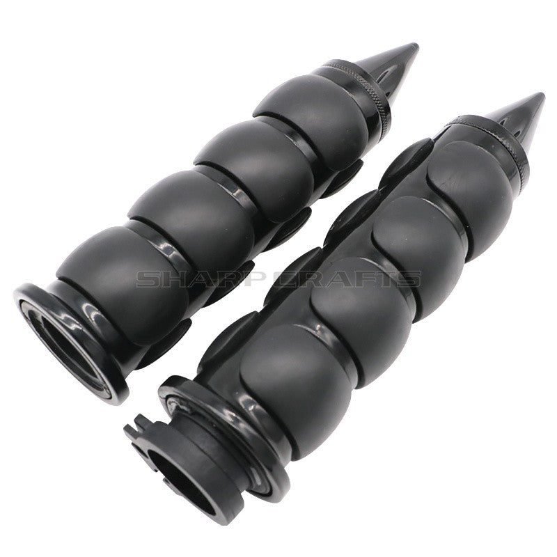 1" 25mm & 7/8'' 22mm Billet Rubber Flame Spike Hand Grips For Harley Honda Kawasaki Suzuki Yamaha Bikes Cruiser Chopper Custom