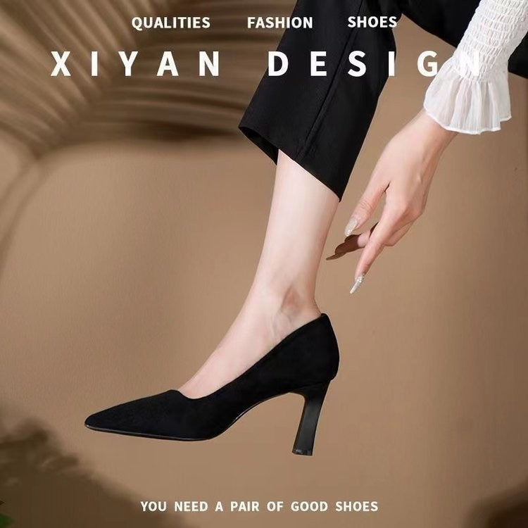 New In Black Special Head Spiral Pattern Fashion Women's Shoes Pointed Fine Heel Wedding High Heels Banquet Nightclub with Shoes