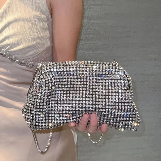 Luxury Glitter Cloud Bag Women's Handbag Crystal Shiny Rhinestones Diamond Evening Bag Wedding Party Clutch Purse Shoulder Bags