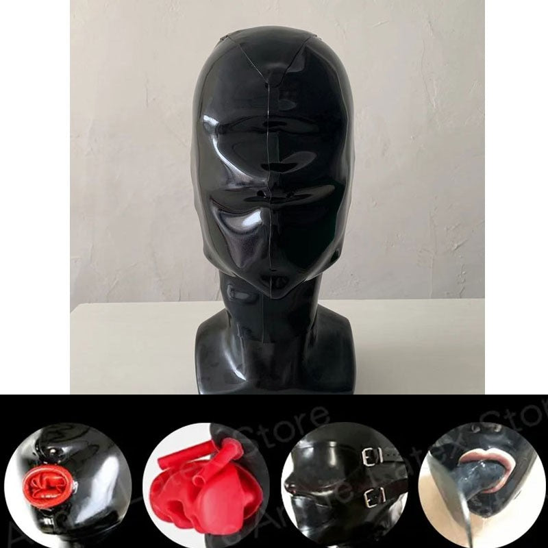 Latex Catsuit Sexy Fetish Hoods 100% Natural Latex Materials with Back Zip Adults Latex Mask Unisex Handmade Head