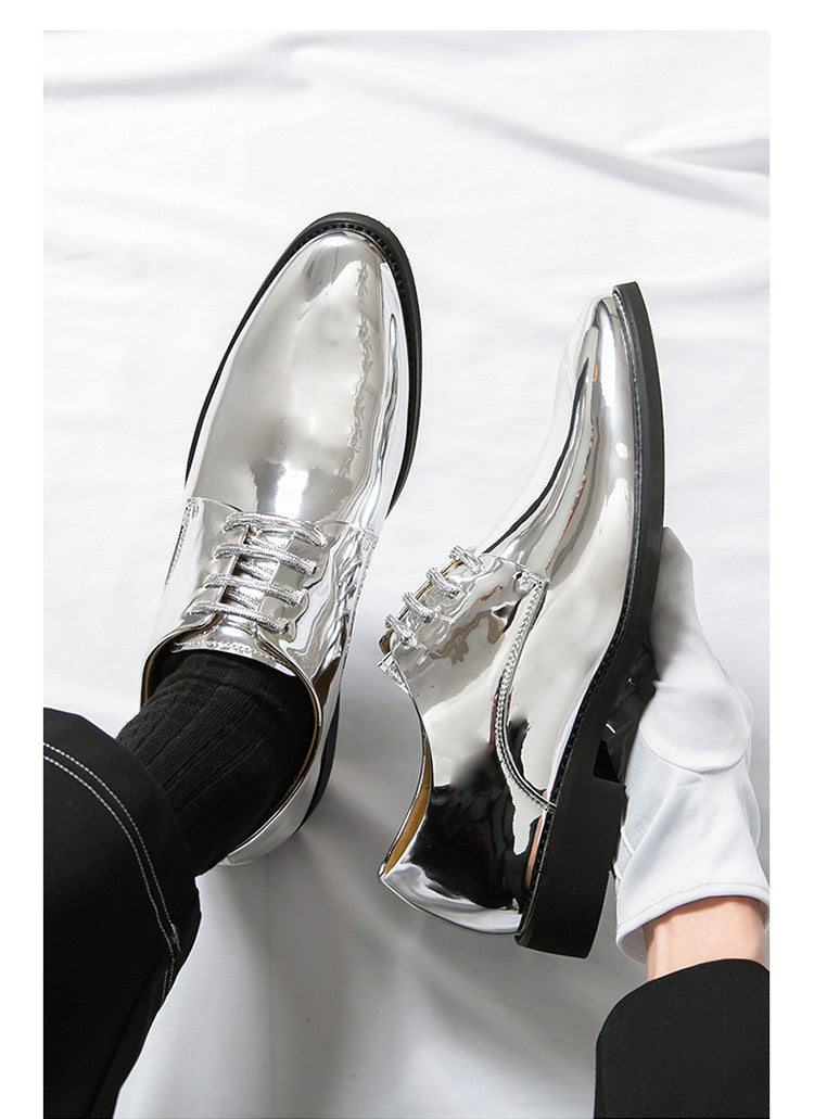 Large Size 38-50 Pointed Leather Shoes Man Business Performance Men's Dress Shoes Luxury Golden Bright Shoes Man Wedding Shoes