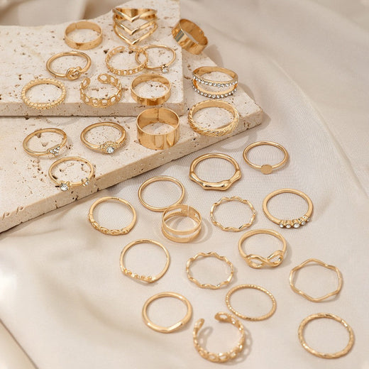 30Pcs Bohemian Geometric Knuckle Rings Set For Women Gold Silver Color Finger Ring Girls Fashion Party Jewelry Accessories