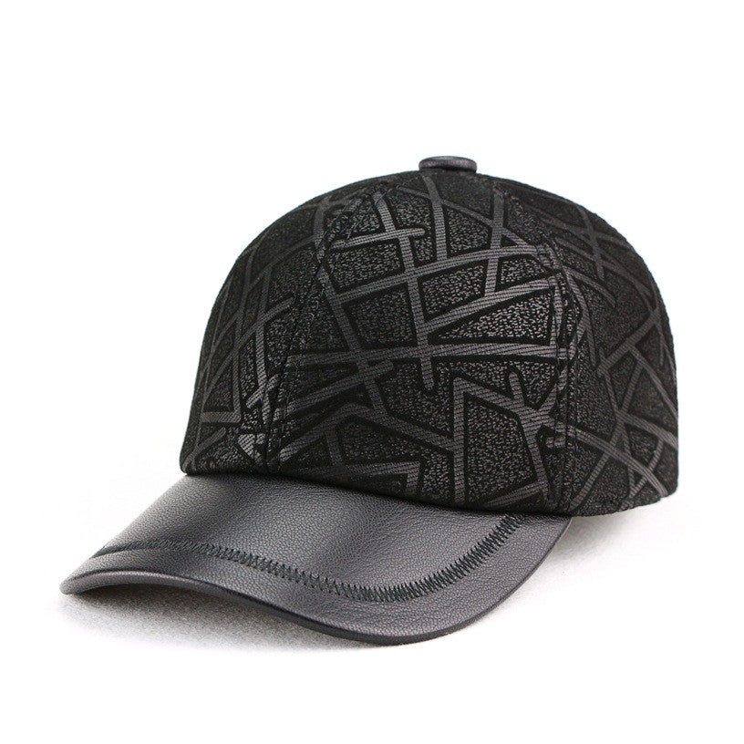Classic Genuine Sheep Leather Baseball Cap for Men Adjustable Lightweight Breathable for Spring/Autumn