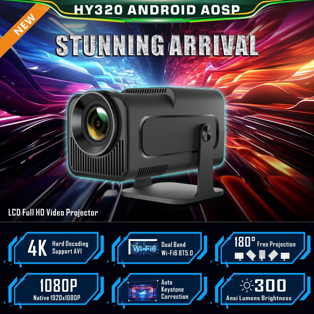 Salange HY320 MINI Android 11.0 Projector LED Beamer Home Cinema 300ANSI 720P WIFI Smart TV HD 1080P 4K Movie