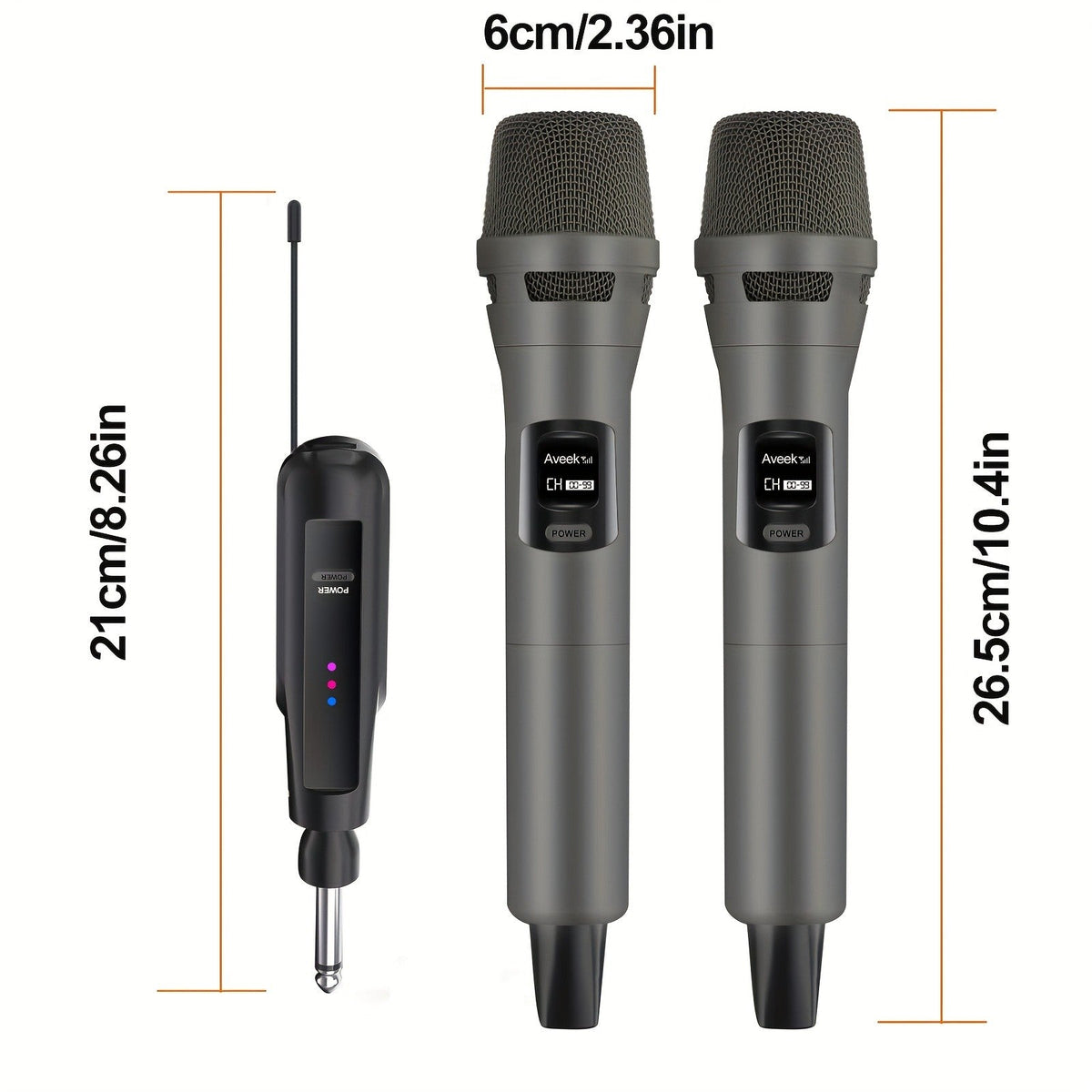 2.4GHz Wireless Microphone System with 100ft Range - 2 Rechargeable Mics for Karaoke, Party, Wedding | Plug & Play, Crystal Clea
