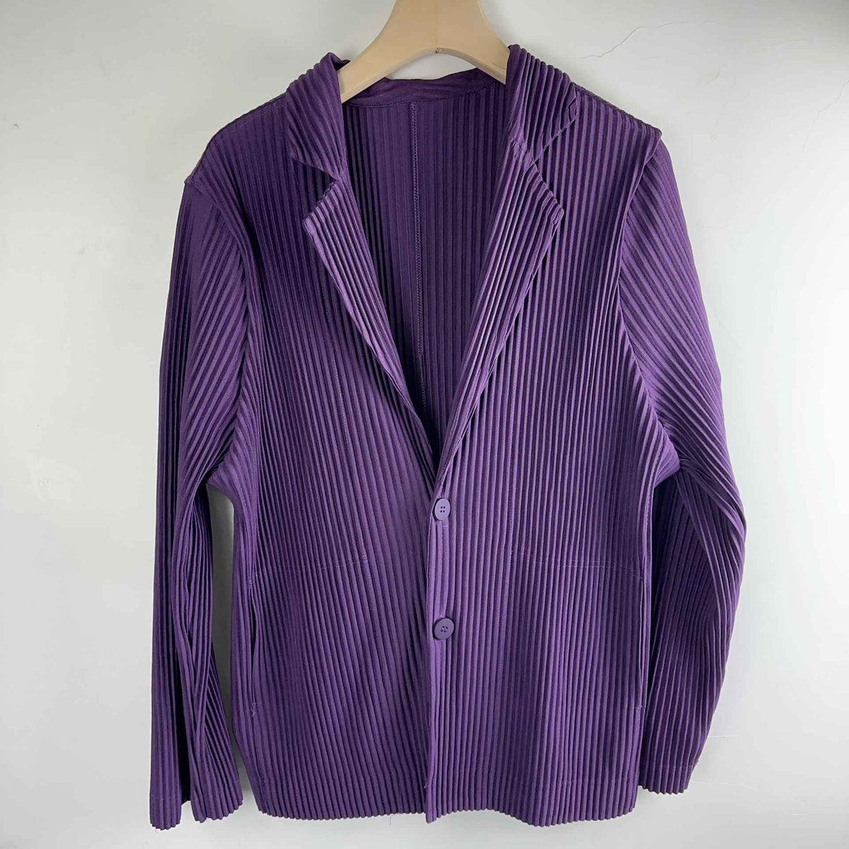 Miyake New 2025 Spring Suit Long Sleeve Pleated Pleated Men's Jacket Lapel Pleated Solid Color Fashion Loose Plisse Casual Top