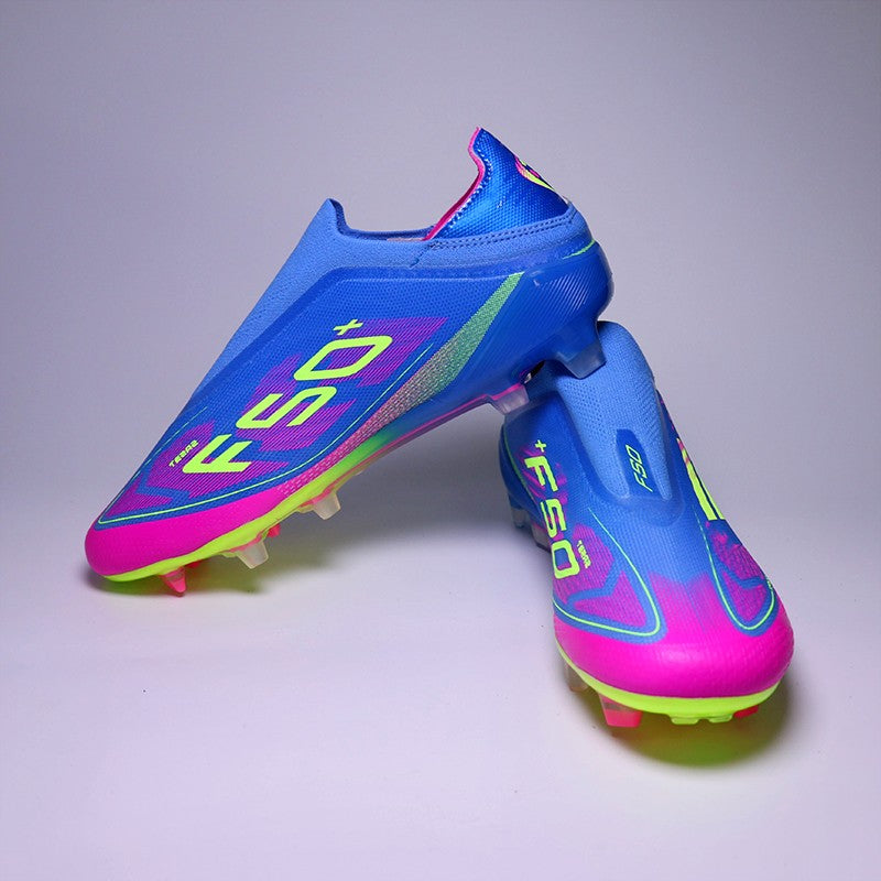 SLIP-ON Mens Soccer Shoes Non-Slip Turf Soccer Cleats for Youth Without-Lace TF/FG Training Football Boots Chuteira Campo 35-45