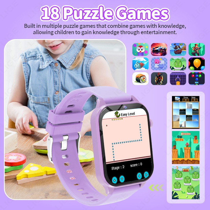 2025 New Children Smart Watch Alarm Clock LED Flashlight Waterproof Kid Watches HD Camera Take Photo Puzzle Game Smartwatch Girl