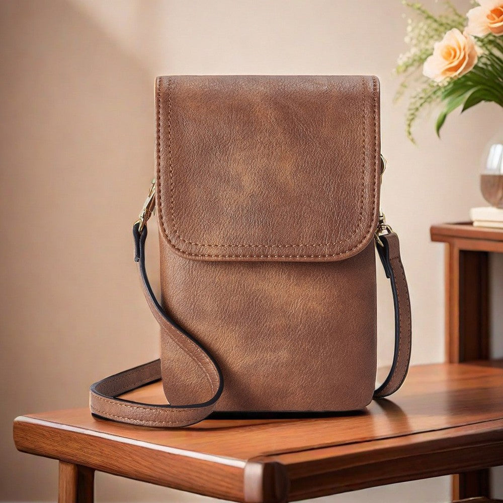 Fashionable and minimalist PU leather women's crossbody bag designer mobile phone bag change small bag women's single shoulder c