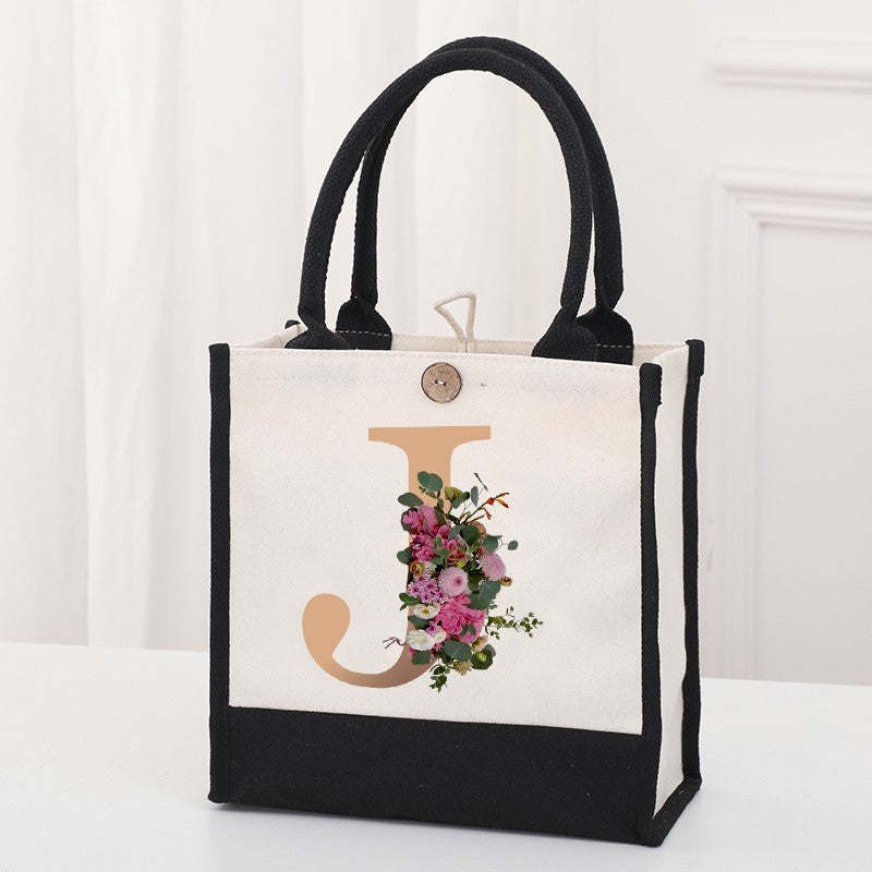 Fashionable new reusable shopping bag with initials for travel and large capacity storage bag