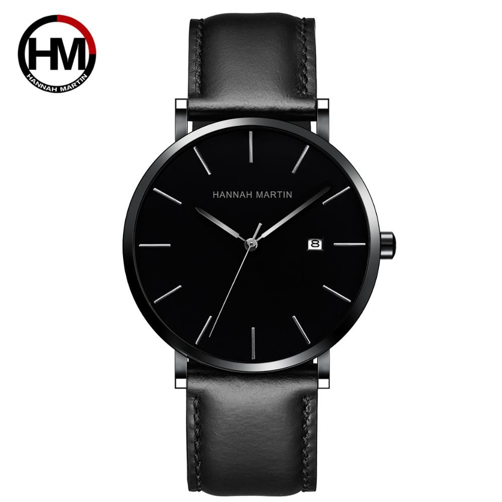 Classic Bauhaus Design Men Watch Dark Blue Japan Quartz Waterproof Stainless Steel Fashion Business Calendar Ultra Thin Watches