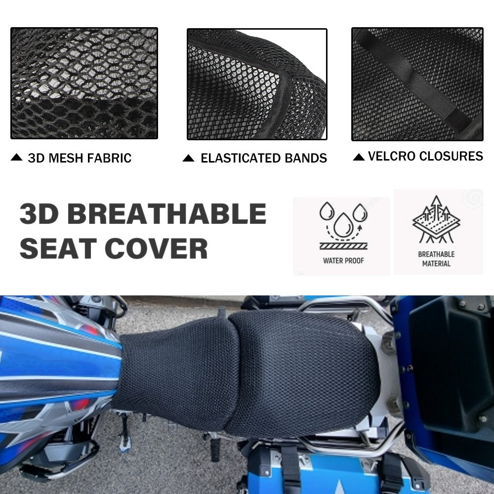 Anti-Slip Motorcycle Seat Cushion Cover For BMW R1200GS R1250GS LC Adventure 2018-2023 Nylon Mesh Saddle Seat Protector Covers