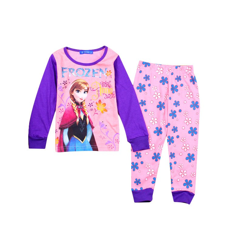 New Kids Pajama Set Cotton Soft Elsa Print Loungewear Long Sleeve Pjs Sleepwear for Toddler Boys nightwear Girls nighty