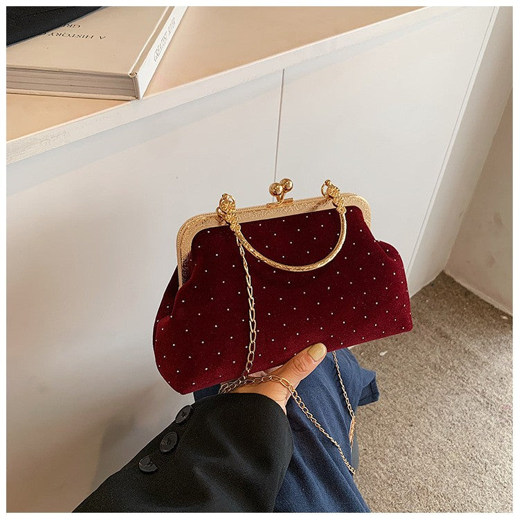 Luxury Design Women's Evening Clutch Purse Dinner Party Ladies Small Clip Shoulder Bag Handbags Retro Female Chain Crossbody Bag