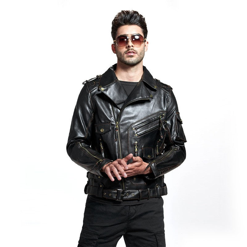 fashion Winter Winter Mens Leather Jacket Men Fashion Motorcycle PU Leather Jacket Cool Zipper Pockets Leather Coats Clothing