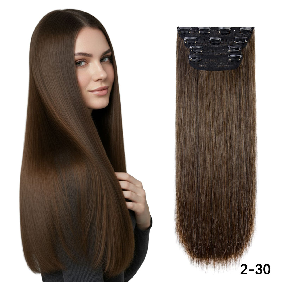 4Pcs/Set 20Inch Synthetic Hair Clip In Long Wavy Thick Hairpieces For Women Full Head Synthetic extenciones para el cabello